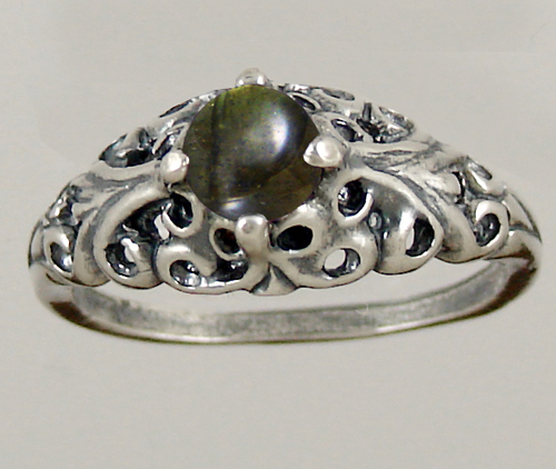 Sterling Silver Filigree Ring With Spectrolite Size 5